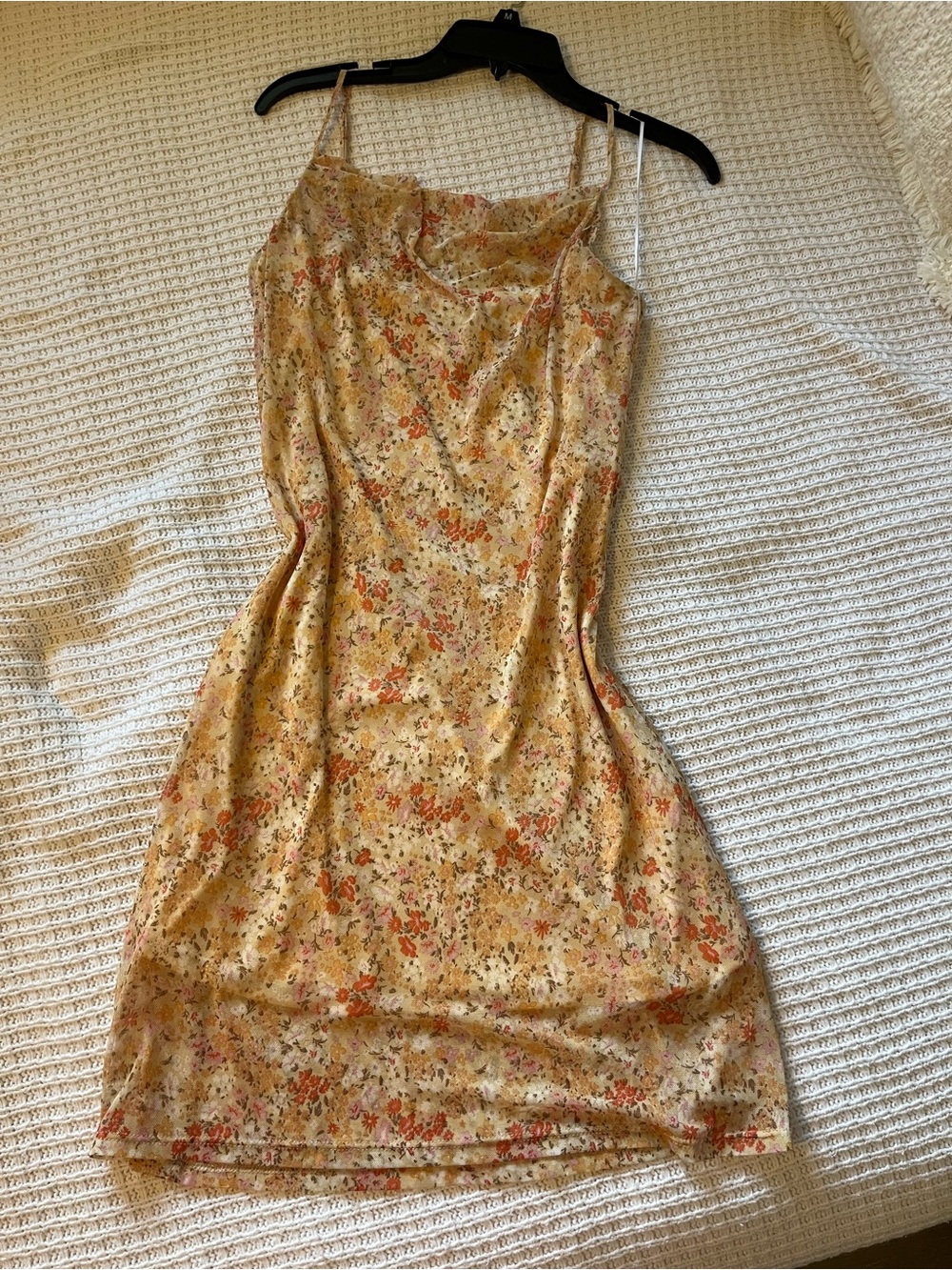 Sage Floral Slip Mini Dress in Mustard and Coral